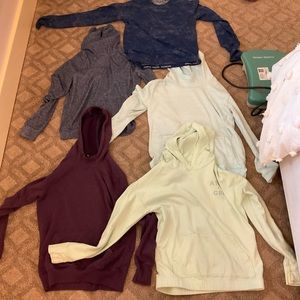 athleta sweatshirts and one long sleeve t-shirt